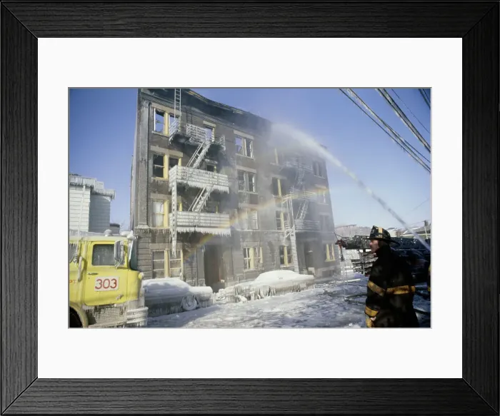 Framed Print : Firehose Rainbow During Freeze Framed Print : Firehose Rainbow During Freeze