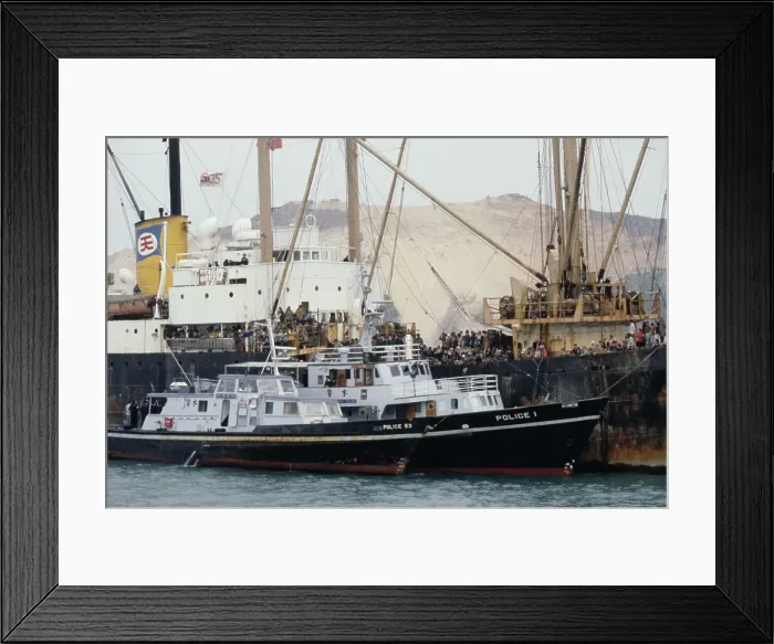 Framed Print : Police Boats In Hong Kong Harbour Framed Print : Police Boats In Hong Kong Harbour