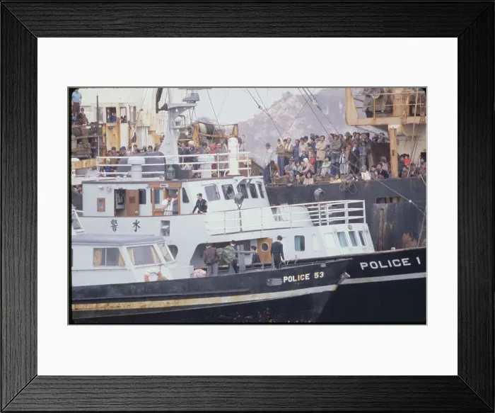 Framed Print : Vietnamese Refugees Aboard Ship Framed Print : Vietnamese Refugees Aboard Ship