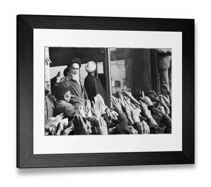 Framed Print : Ayatollah Khomeini Waving to Supporters Framed Print : Ayatollah Khomeini Waving to Supporters