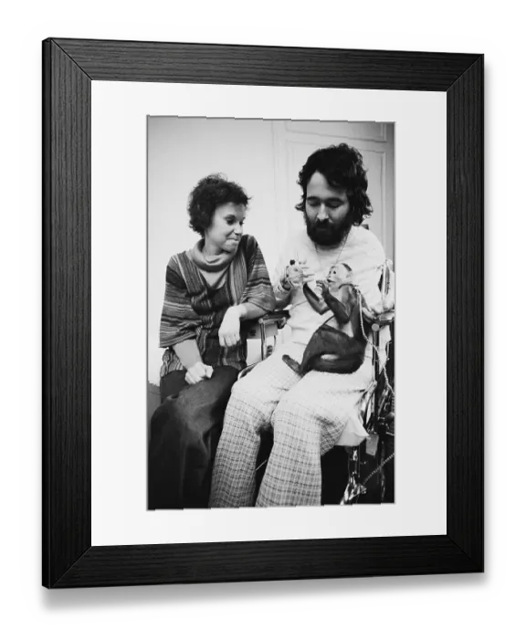 Framed Print : Monkey Who Aids Disabled Man And Doctor Framed Print : Monkey Who Aids Disabled Man And Doctor
