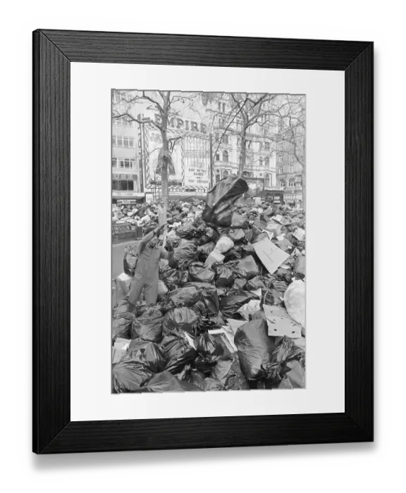 Framed Print : Man Piling Garbage Framed Print : Man Piling Garbage