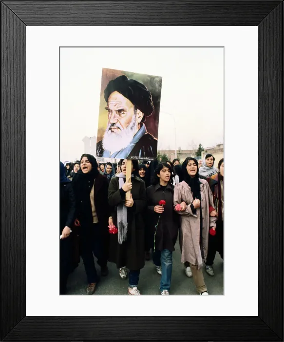 Framed Print : Women Marching with Picture of Ayatollah Khomeini Framed Print : Women Marching with Picture of Ayatollah Khomeini