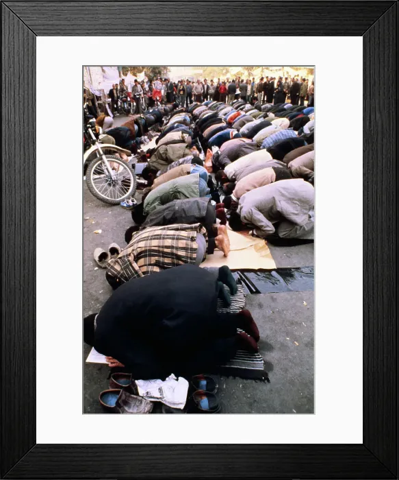 Framed Print : Pro-Khomeini Iranian Demonstrators Praying Framed Print : Pro-Khomeini Iranian Demonstrators Praying