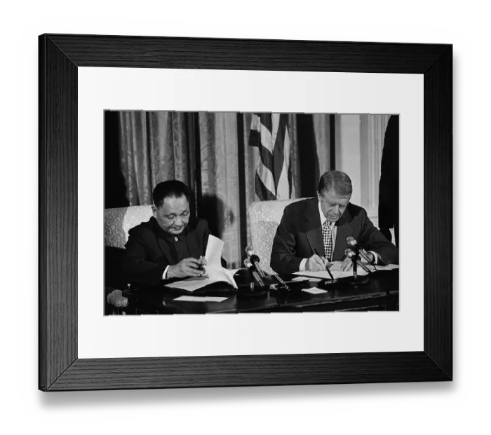 Framed Print : Jimmy Carter and Teng Hsiao-ping Signing Agreement