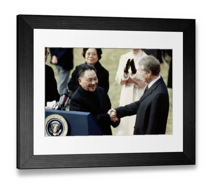 Framed Print : Jimmy Carter Shakes Hands with Xiaoping