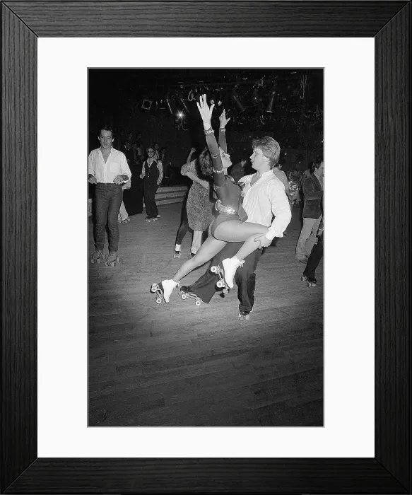 Framed Print : Couple Roller Disco Dancing at Xenon Framed Print : Couple Roller Disco Dancing at Xenon