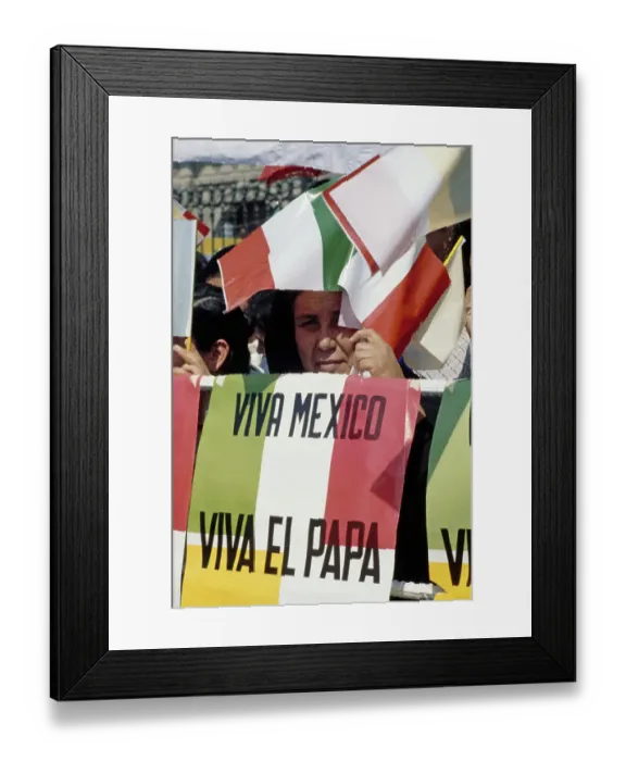 Framed Print : Woman With Mexican Flags Framed Print : Woman With Mexican Flags