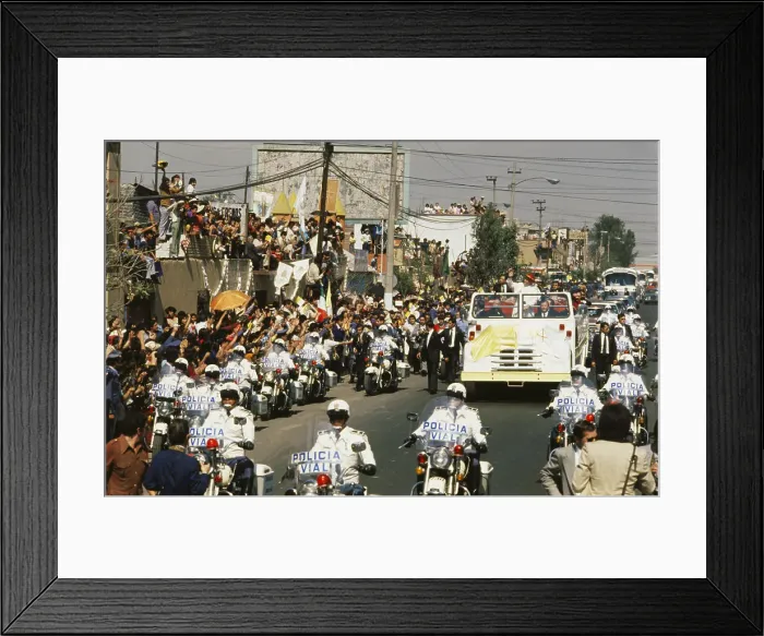 Framed Print : Pope John Paul II Riding in Truck Framed Print : Pope John Paul II Riding in Truck