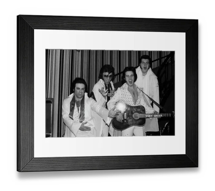 Framed Print : Group Portrait of Elvis Presley Impersonators Framed Print : Group Portrait of Elvis Presley Impersonators