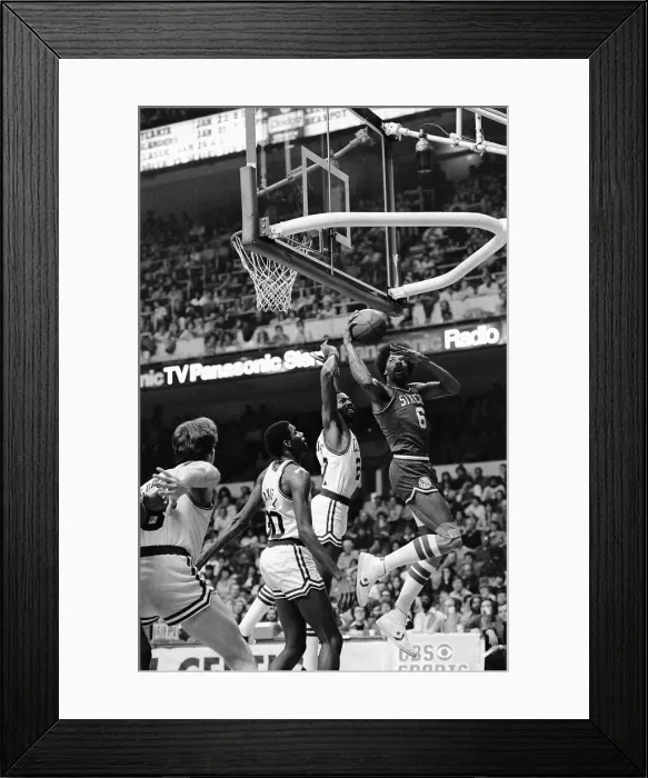 Framed Print : Julius Erving Grabbing Rebound From Opponent Framed Print : Julius Erving Grabbing Rebound From Opponent