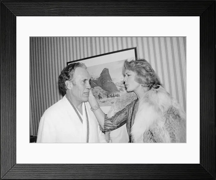 Framed Print : Lauren Bacall Patting Jason Robards Cheek