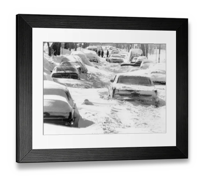 Framed Print : Cars Buried in Snowy Street Framed Print : Cars Buried in Snowy Street