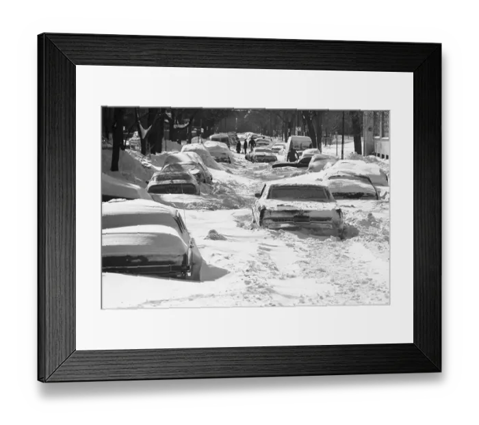 Framed Print : Cars Buried in Snow Following Blizzard Framed Print : Cars Buried in Snow Following Blizzard