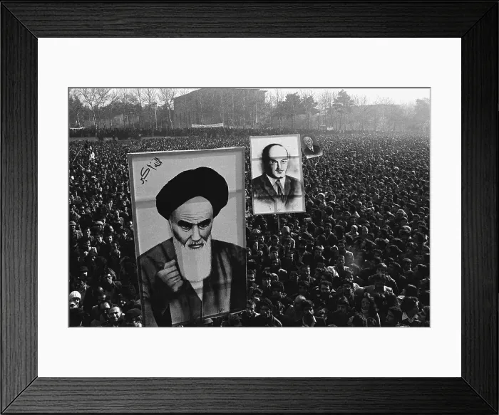 Framed Print : Demonstrators Holding Portraits of Khomeini Framed Print : Demonstrators Holding Portraits of Khomeini