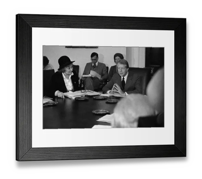 Framed Print : Bella Abzug Sitting at Table with President Jimmy Carter Framed Print : Bella Abzug Sitting at Table with President Jimmy Carter