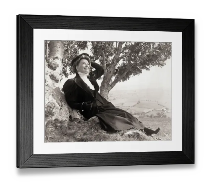 Framed Print : Katharine Hepburn in Costume on Hillside Framed Print : Katharine Hepburn in Costume on Hillside