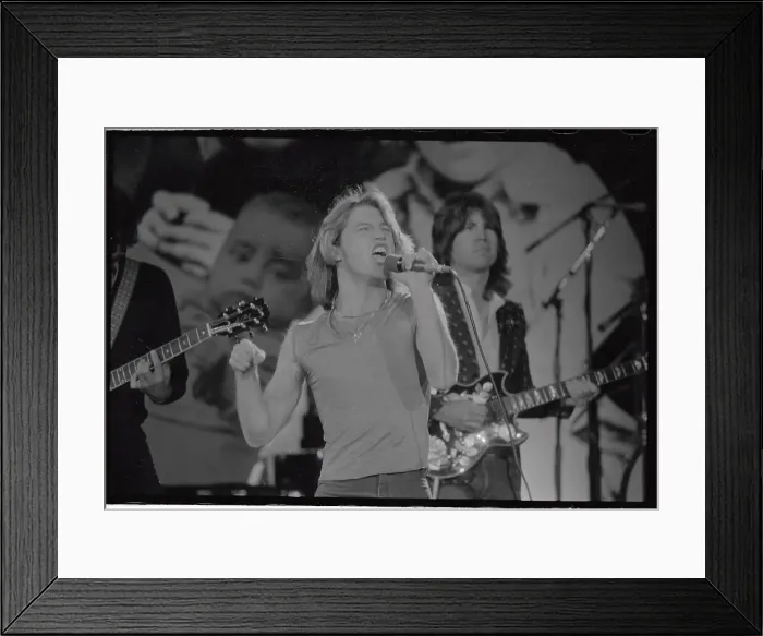 Framed Print : Andy Gibb Performing in Front of Band Framed Print : Andy Gibb Performing in Front of Band