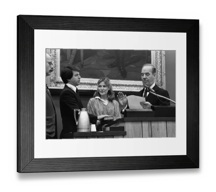 Framed Print : Mike Curb. Republican Mike Curb was sworn in as Lieutanant Governor by Framed Print : Mike Curb. Republican Mike Curb was sworn in as Lieutanant Governor by