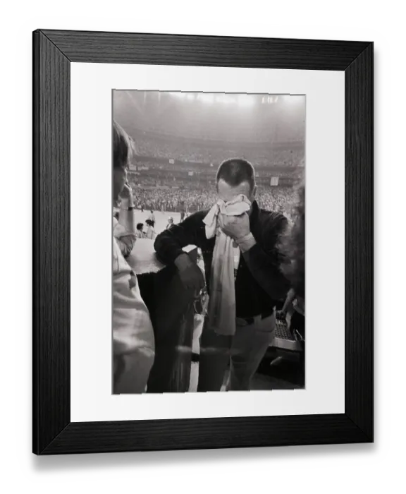 Framed Print : Bum Phillips Covering Face With Towel Framed Print : Bum Phillips Covering Face With Towel