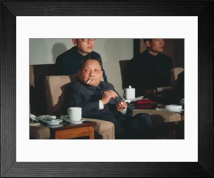 Framed Print : Chinese Leader Deng Xiaoping with Cigarette at Table Framed Print : Chinese Leader Deng Xiaoping with Cigarette at Table