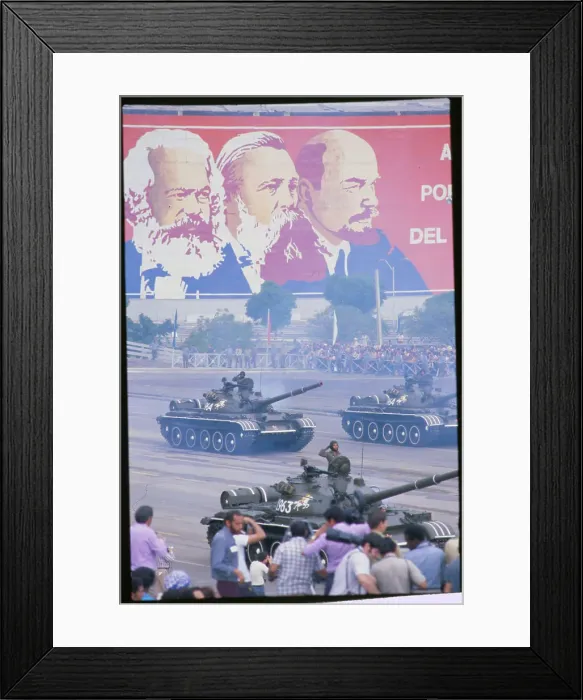 Framed Print : Military Tank Parade in Street Framed Print : Military Tank Parade in Street