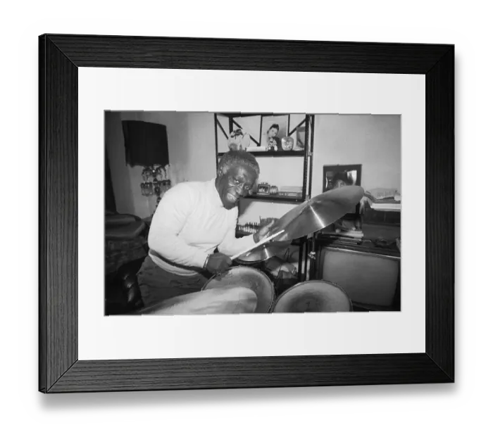Framed Print : Art Blakey Practicing Drums