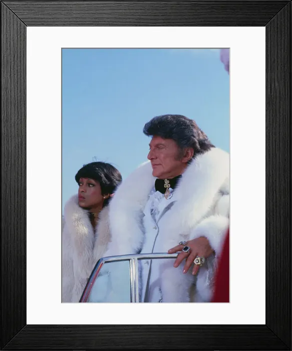 Framed Print : Liberace and Lola Falana Posing in White Furs Framed Print : Liberace and Lola Falana Posing in White Furs