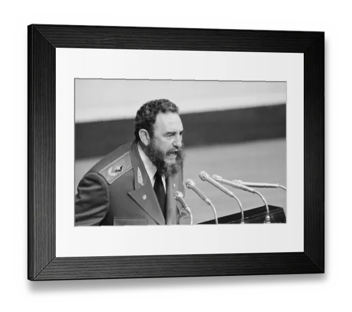 Framed Print : Fidel Castro Talking Into Microphones Framed Print : Fidel Castro Talking Into Microphones