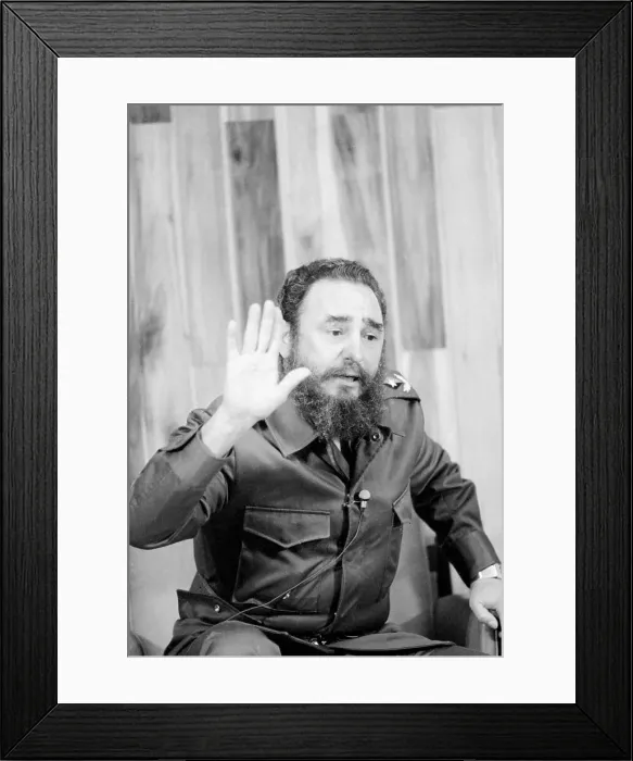Framed Print : Fidel Castro Holding One Hand Up Framed Print : Fidel Castro Holding One Hand Up