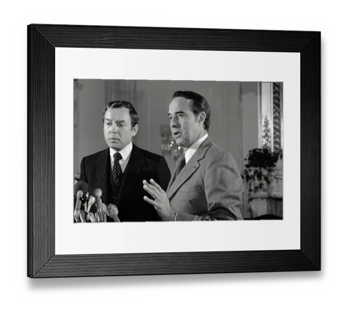 Framed Print : Senators Orrin Hatch and Bob Dole During Press Conference Framed Print : Senators Orrin Hatch and Bob Dole During Press Conference