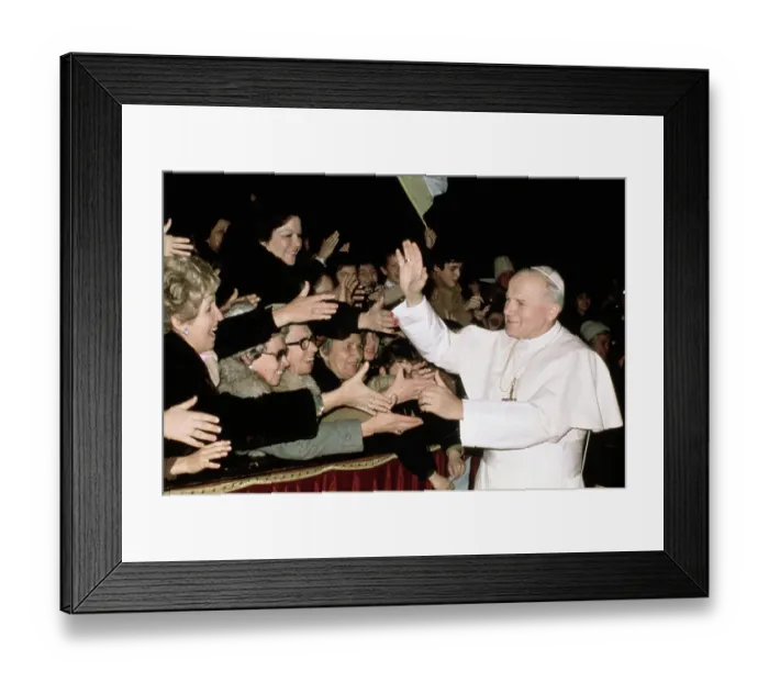 Framed Print : Pope John Paul II Greets Cheering Fans Framed Print : Pope John Paul II Greets Cheering Fans