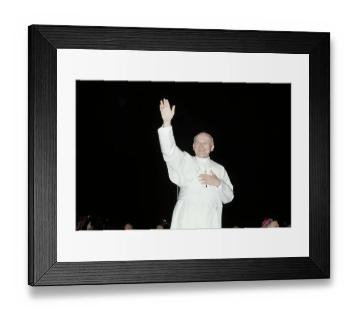 Framed Print : Pope John Paul II Waves to Cheering Kids Framed Print : Pope John Paul II Waves to Cheering Kids