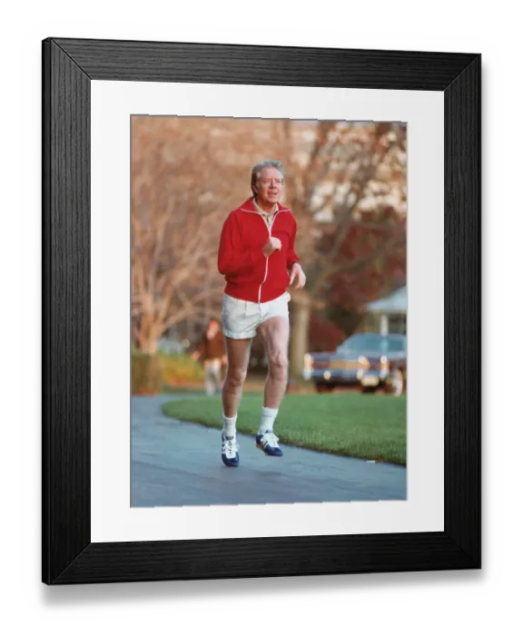 Framed Print : Jimmy Carter Jogging Framed Print : Jimmy Carter Jogging