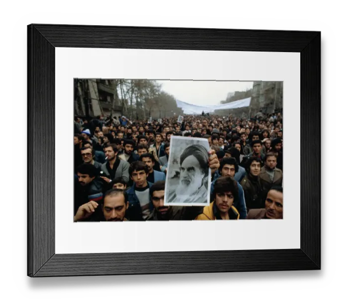 Framed Print : Demonstrators Carrying Photo of Ayatollah Khomeini Framed Print : Demonstrators Carrying Photo of Ayatollah Khomeini