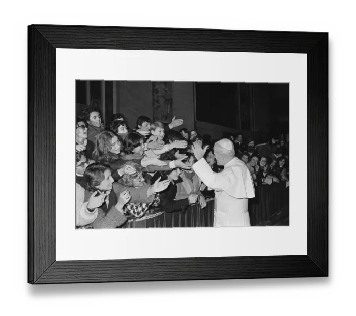 Framed Print : Pope John Paul II With Crowd