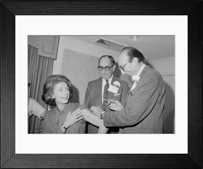 Framed Print : Michael DeBakey Giving Vaccination Shot to Colleague