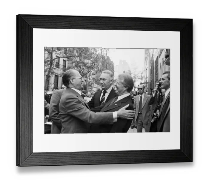 Framed Print : Menachem Begin and Jimmy Carter Embracing Framed Print : Menachem Begin and Jimmy Carter Embracing