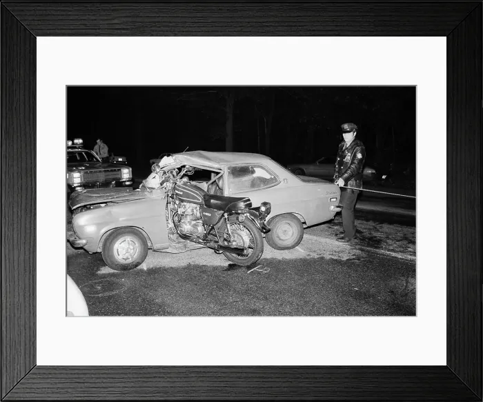 Framed Print : Police Officer Investigating Fatal Auto Accident Framed Print : Police Officer Investigating Fatal Auto Accident