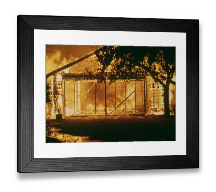 Framed Print : Building On Fire Framed Print : Building On Fire