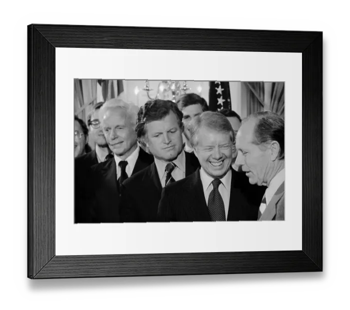 Framed Print : Edward Kennedy Looking on near Jimmy Carter Framed Print : Edward Kennedy Looking on near Jimmy Carter