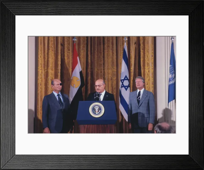 Framed Print : Jimmy Carter, Kamal Hassan Ali and Moshe Dayan Framed Print : Jimmy Carter, Kamal Hassan Ali and Moshe Dayan