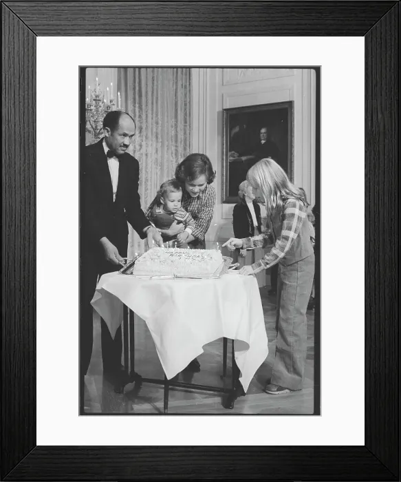 Framed Print : Amy Carter Pointing to Birthday Cake Framed Print : Amy Carter Pointing to Birthday Cake