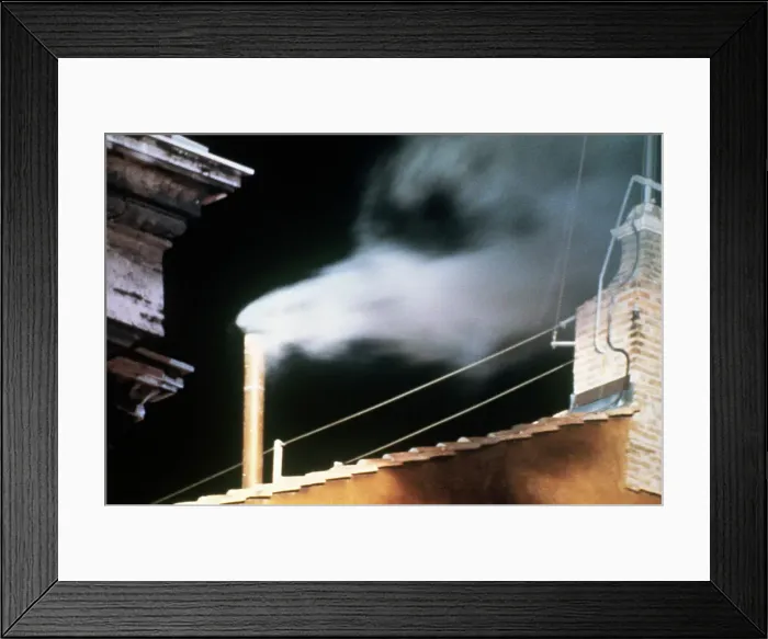Framed Print : Chimney Emitting White Smoke Announcing Pope's Election Framed Print : Chimney Emitting White Smoke Announcing Pope's Election
