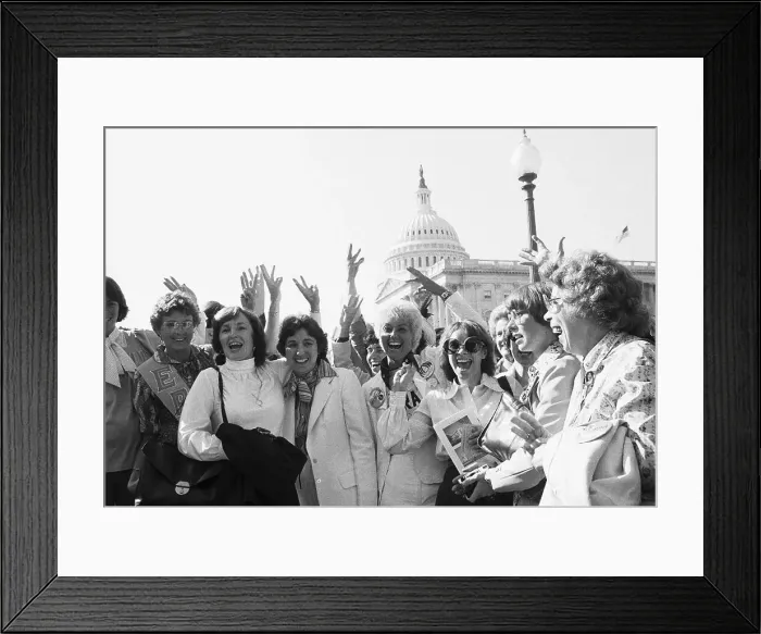 Framed Print : Women Cheer Extension Outside Capitol
