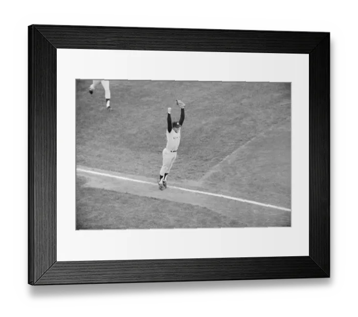 Framed Print : Graig Nettles Jumping for Joy After Catch Framed Print : Graig Nettles Jumping for Joy After Catch
