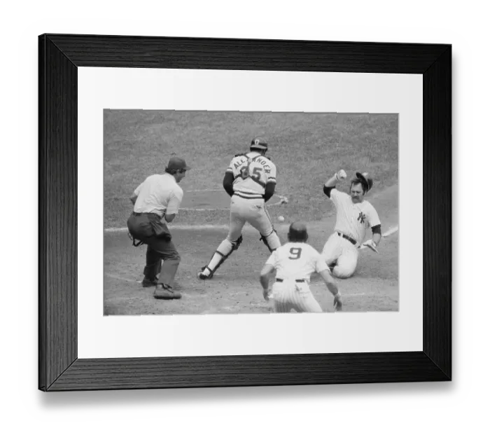 Framed Print : Thurman Munson Sliding into Home Plate Framed Print : Thurman Munson Sliding into Home Plate