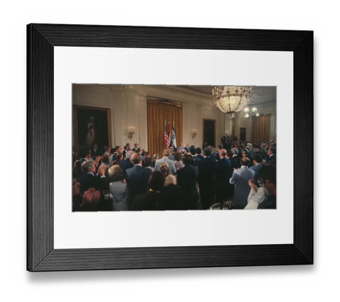Framed Print : White House Room with Officials and Press Framed Print : White House Room with Officials and Press