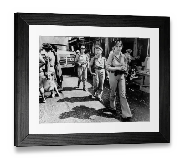 Framed Print : Women Soldiers Patrolling Market Framed Print : Women Soldiers Patrolling Market