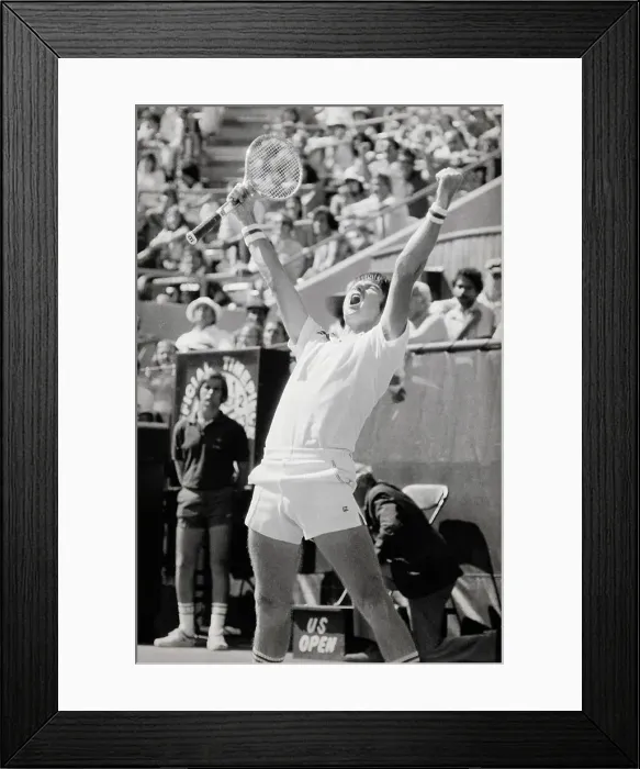 Framed Print : Jimmy Connors Throwing Arms Up After Winning Framed Print : Jimmy Connors Throwing Arms Up After Winning